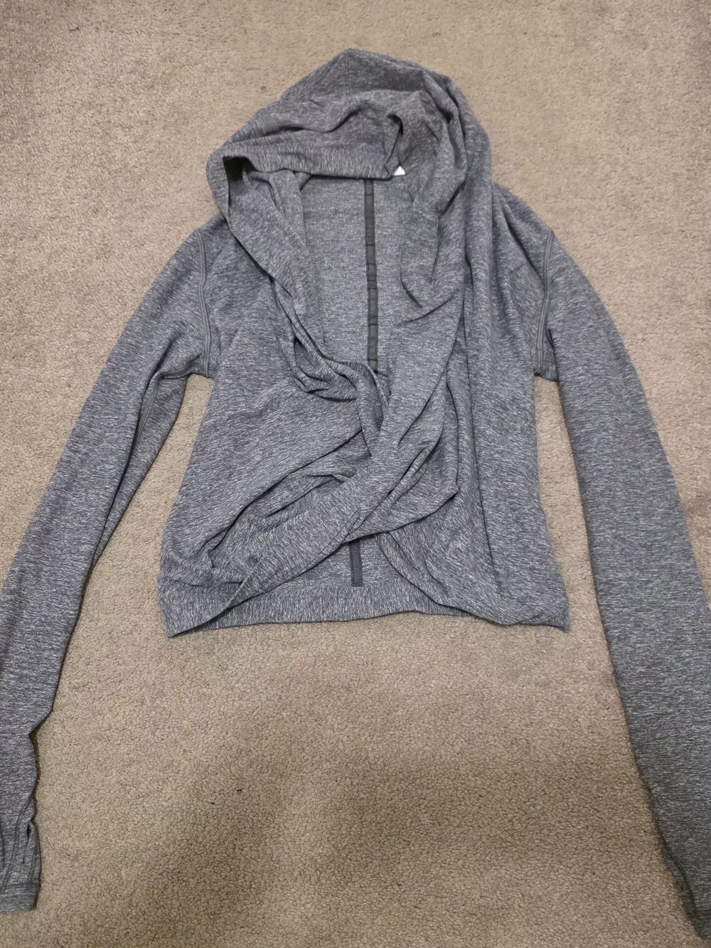 Ivivva Heather Gray Draped Open-Front Cardigan